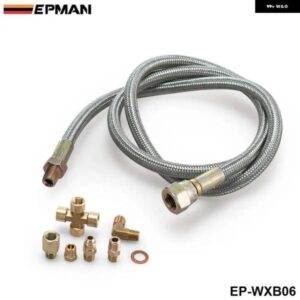 36インチ 編組 ステンレス ターボ チャージ 1/8 NPT フィッティングオイル供給ライン T3/T4 ターボ チャージ EP-WXB06