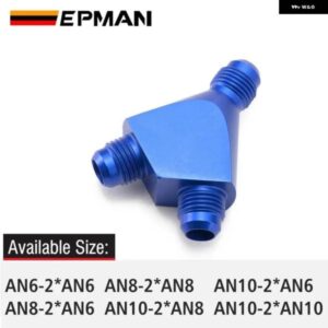 ブルー AN6/AN8/AN10 3 ウェイ Yピース オイル燃料オスブロックホース フィッティングアダプターエンド EPJTAN6T26