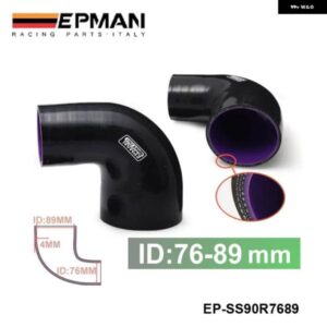 3インチ -3.5インチ 76MM -89MM 4層 シリコン 90度エルボ減速ホース ブラック VW ゴルフ GTI MK2 8V PB コード EP-SS90R7689