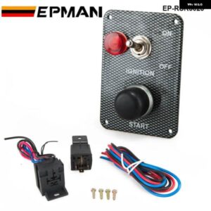 レーシング カー エンジン スタートボタン + 1 トグル スイッチ 点火 スイッチ パネル ドリフト 12V カーボン EP-RSK3023