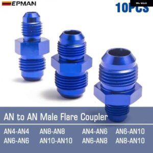 10ピース 4AN 6AN 8AN 10AN に AN4 AN6 AN8 AN10 オスフレアカプラーユニオンストレート燃料ホース アダプターフィッティングブルー