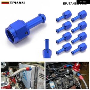 10個 ストレート AN6 メス 6-AN 5/16インチ 8MM スイベルバーブフィッティングホース プッシュオンブルー EPJTAN6M-516C