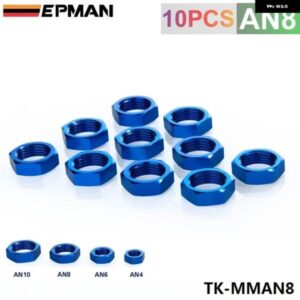 10ピース ターボ フィッティング 8AN AN8 AN-8 アダプタバルクヘッドナットアルミ仕上げナットシールロック継手アダプタ TK-MMAN8