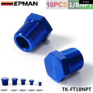 1/8インチ NPT アルミ六角頭オスポートプラグブロックオフフィッティングアダプターブルー TK-FT18NPT