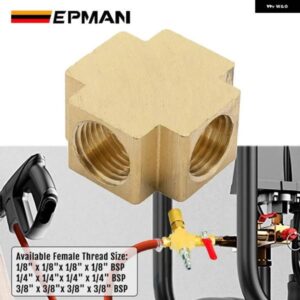 スクエア 4 ファッション真鍮パイプ ティー継手等しいメスコネクタ 1/8インチ 1/4インチ 3/8インチ BSP スレッド用グリースシステム油圧システム