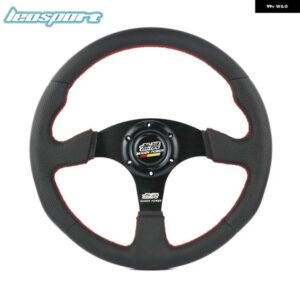 14インチ 350MM MUGEN ステアリングホイール スエード レザー レッドライン ステアリングホイール フラット MUGEN レーシング ステアリングホイール