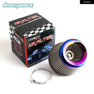 バーントブルー 3インチ 76MM パワーインテーク高フローコールドエアインテークフィルター クリーナー レーシング カーエアフィルター