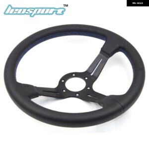 14インチ 350MM ステアリングホイール 本革赤/青/黄/白ライン ステアリングホイール ライトディープ レーシング ステアリングホイール