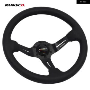 13.5インチ /345MM レーシング ステアリングホイール リアルレザー スタイルドリフトPC ゲームディープ 85MM ステアリングホイール
