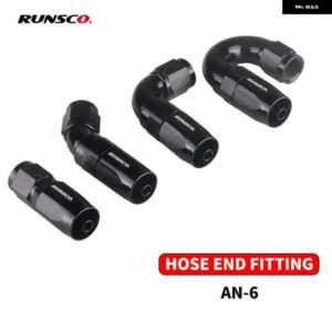 AN 6 0/45/90/180度フィッティング フルフロースイベル -6 AN フィッティング ホース エンドアダプター アルミ ブラック