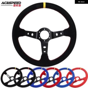 14インチ 350MM ステアリングホイール ディープドリフトスエード レザー ステアリングホイール 滑りにくいスポーツ ステアリングホイール