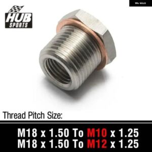 ハブスポーツ ステンレス レーシング 排気アダプター削減 O2 センサー ポートバング M18 X 1.50 M12 X 1.25 / M10 X 1.25 EPCGQ95