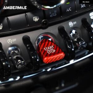 カーボン エンジン スタートストップボタン インテリア トリム カバー ステッカー ミニクーパー F54 F55 F56 F57 F60 カースタイリング