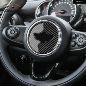 車内カーボン ステアリングホイール ステッカー カバー 装飾 ミニクーパー F55 F56 F60 JCW スタイリング
