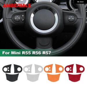 ステアリングホイール カバー ボタン ステッカー ミニクーパー R56 R55 クラブマン R57 コンバーチブルイタリアスエード カー