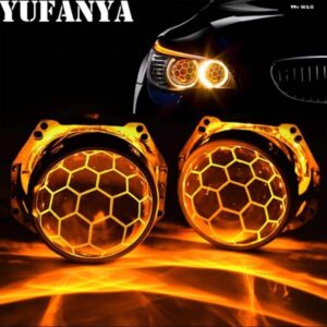 3.0インチ バイキセノンプロジェクターレンズハニカムブルーコーティング HELLA 3R G5 金属ホルダー D1 D2 D3 D4 電球 ヘッドライト レトロフィット