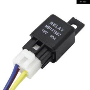 1PC DC リレー 12V 4PIN 4 ワイヤー 4P 40A 車リレー黒赤銅端子自動リレーリレーソケット
