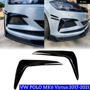 フロントバンパー スプリッター スポイラー カバー トリム フォグランプ アイブロウ 風ナイフ ステッカー VW ポロプラス MK6 2017-2021