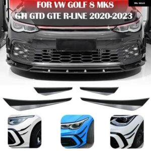 フロントバンパー リッププロテクターコーナーディフューザースプリッター フィン車体防止 VW ゴルフ 8 MK8 GTI GTD GTE R-LINE 2020-2023