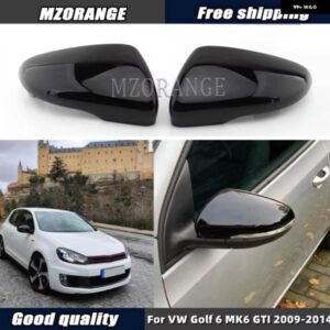 サイドミラー カバー キャップ VW ゴルフ 6 MK6 GTI 2009-2014 ブライトブラックリアビューバックミラー ハウジングカバー カー