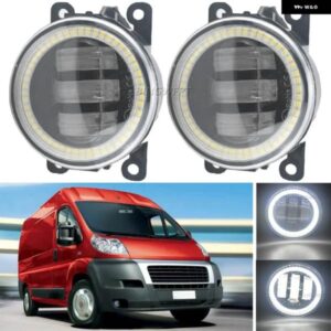 フォグライト + エンジェルアイ DRL フィアット DUCATO 250-290 2014-2020 RAM プロマスター 1500 2500 3500 カースタイリング LED ランプ H11