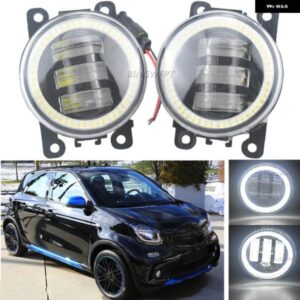 2個 LED エンジェルアイ DRL スマートフォーツーフォーフォー 453 2014 - 2018 デイタイム ランニングライト 車 フォグランプ ASSY レンズ付き