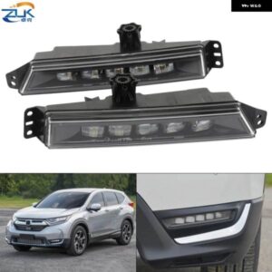 ホワイト フロントバンパー LED フォグライト リフレクター FOGLIGHT FOGLAMP HONDA CRV CR-V 2017-20 デイタイム ランニング DRL ランプ