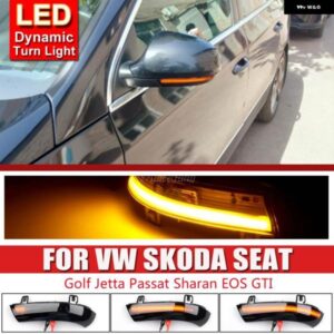 2X シート アルハンブラ VW ゴルフ 5 ジェッタ MK5 パサート B5.5 B6 EOS LED ダイナミック ターン シグナル ライト バックミラー インジケーター