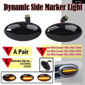 ミニ クーパー R50 R53 2002-2006 ダイナミック LED ウィンカー サイド マーカー ライト ミニ クーパー R52 2004-2008 LED サイド リピーター ランプ