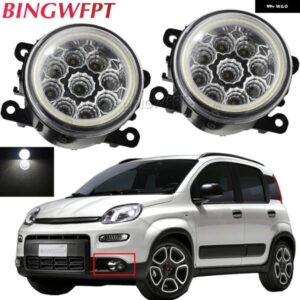 2個 フロントバンパー LED フォグライト アセンブリ エンジェルアイ デイタイム ランニングライト DRL フィアット プント EVO パンダ 20111 2012 2013