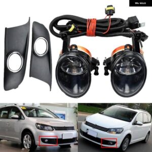 1ペア 12V フォグランプ ランプとフロント フォグライト フレームカバー トリムワイヤー キット TOURAN MK2 フェイスリフト 2011-15