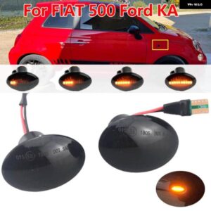 2X ダイナミック アンバー LED 点滅 ウィンカーライト フィアット 500 500C 500L サイドマーカー フェンダー ライト プ アバルト 500 595 695