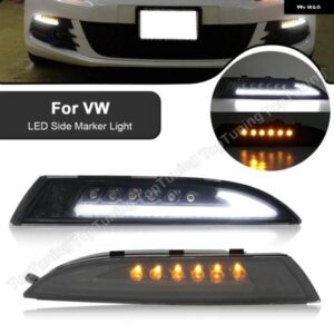 2個 ダイナミック LED サイドマーカー ランプ ウィンカーライト VW シロッコ 2008-13 フロント デイタイム ランニングライト
