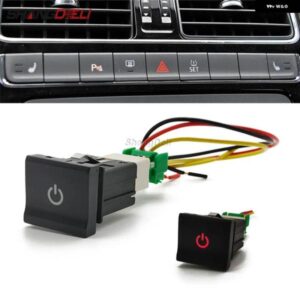 自動赤色 LED ライト電源オンオフスイッチ プッシュボタン とケーブル VW ポロ 6C 2014 2015 2016 カーエレクトロニクス