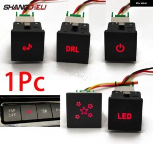 24MM * 24MM 1個 車赤色 LED ライト DRL 電源オンオフ音楽スイッチ ボタンワイヤー VW ゴルフ 6 MK6 ジェッタ 5 MK5 シロッコ