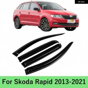 シュコダ ラピッド 2013-2021 サイドウィンドウバイザー日雨ディフレクターガード日よけシェルター粘着カバー トリムカースタイリング