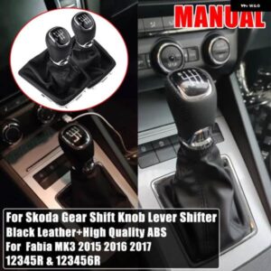 ギア シフトノブ ヘッドハンドルレバー シフター ゲートルブーツ 5/6スピード アクセサリーシュコダファビア MK3 2015 2016 2017