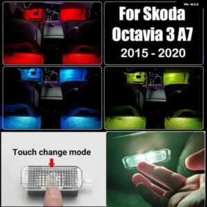 シュコダ オクタヴィア 3 A7 MK3 5E 2015-20 足元ランプムードライト インテリア トリム アクセサリー
