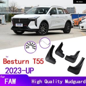 4個 ブラック FAW BESTURN T55 SUV 2023-現在マッドフラップ スプラッシュガードマッドフラップ フロントリアマッドガードフェンダー