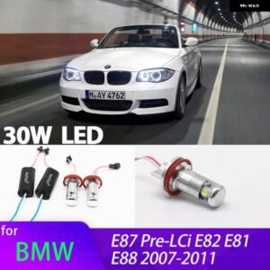 1シリーズ E87 プレ LCI E82 E81 E88 2007-2011 H8 LED マーカー 電球エンジェルアイライト 30ワット 白色電球