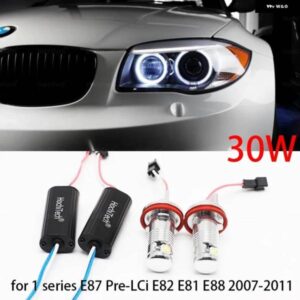 2 年ホワイト H8 フリーエラー 30ワット 2000LM LED マーカー 電球 1シリーズ E87 プレ LCI E82 E81 E88 2007-2011 エンジェルアイズ ライト