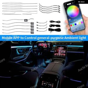 18 で 1 RGB LED 64色 車内周囲光アプリ制御 DIY ダッシュボード ドアシンフォニー飾るライト
