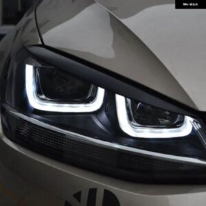 2個 ヘッドライト アイブロウカバー トリム ABS カーボン目引く VW ゴルフ 7 VII GTI GTD R MK7 2013-2017