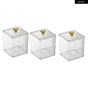 QTIP ホルダー ディスペンサー コットンボール 綿バー コットンラウンドパッド 蓋付きクリアボックス セット キャニスター収納