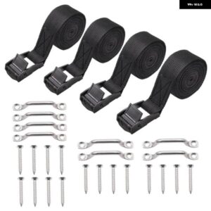 1インチ X 4フィート バッテリータイダウンストラップキット ステンレス製カムバックル ブラケットとネジ付き ボート キャリアベルト 車用 あり