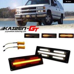 シボレー フロントバンパー ホワイト DRL シーケンシャル アンバー ターン シグナル ライト付き C/K 1500/2500 タホ シルバラー