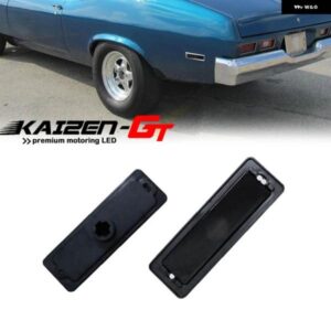 シボレー 2個 スモーク レンズ フロントリアバンパー サイドフェンダーマーカー ライトカバー ハウジングキット 1970-1974 ノバ 電球/