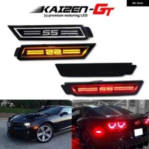 シボレー フロントアンバーリアレッド SS ロゴ LED バンパー リフレクター サイドマーカー ライト 2010-2015 カマロウィンカー サ