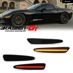 シボレー スモーク レンズ フロントアンバーリアレッド LED サイドマーカー ライト 2005-2013 コルベット C6 フェンダーフレアラン