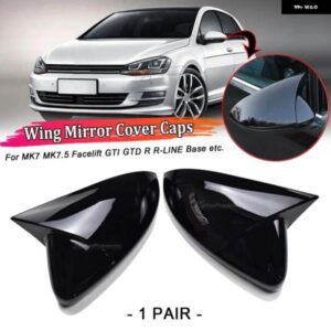 2個 バックミラー カバー キャップカーボンブラック VW ゴルフ MK7 7.5 GTI R GTD ベース 2012-2020